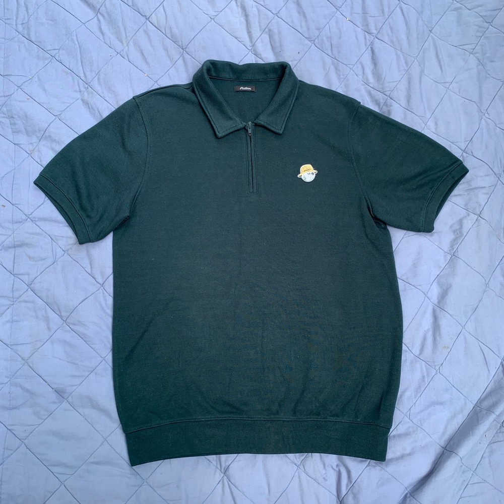 Malbon Golf quarter-zip polo w/ logo graphic in dark green - size large mens